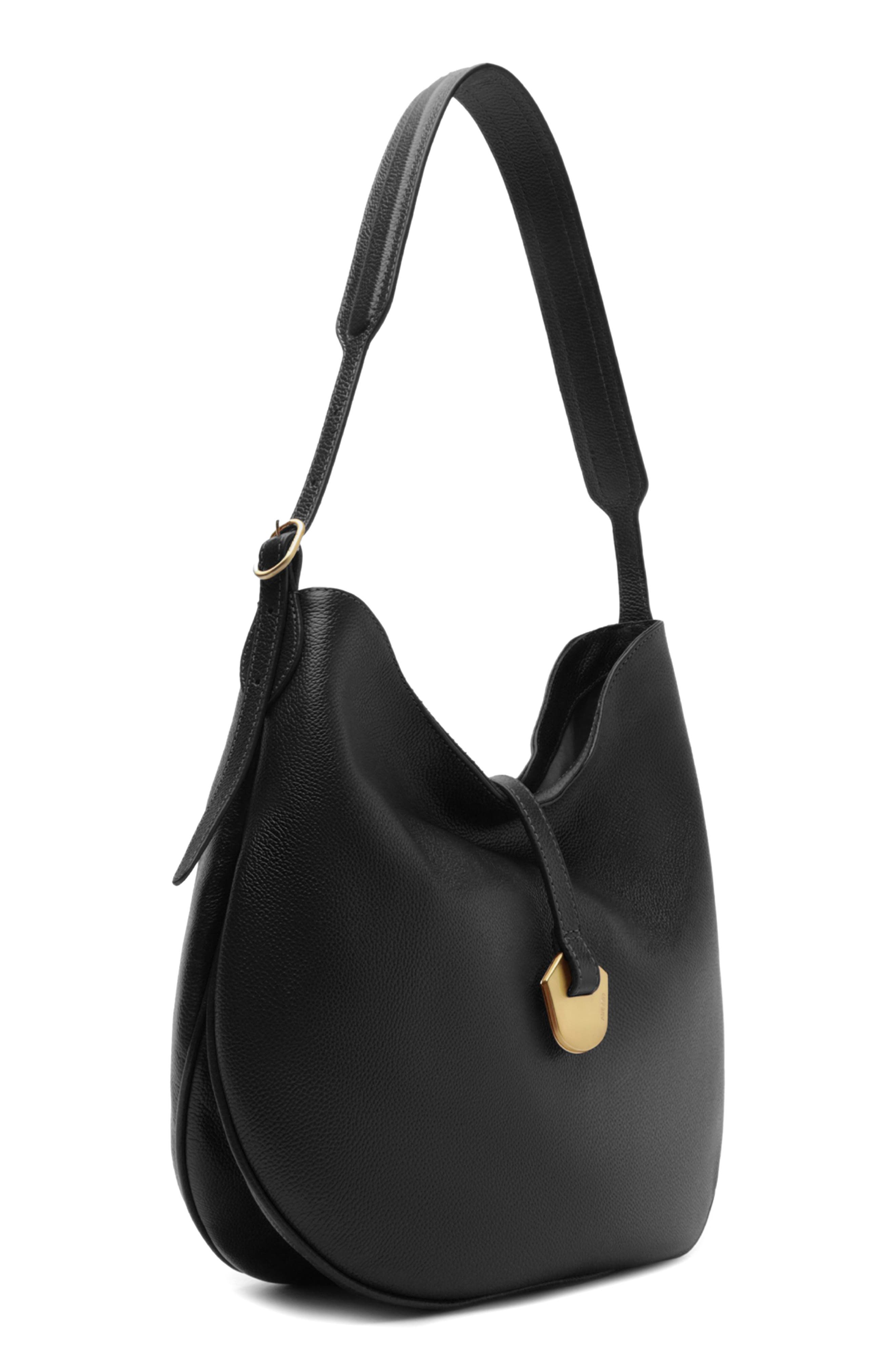 Large Sabrina Leather Hobo Bag, Alternate, color, BLACK