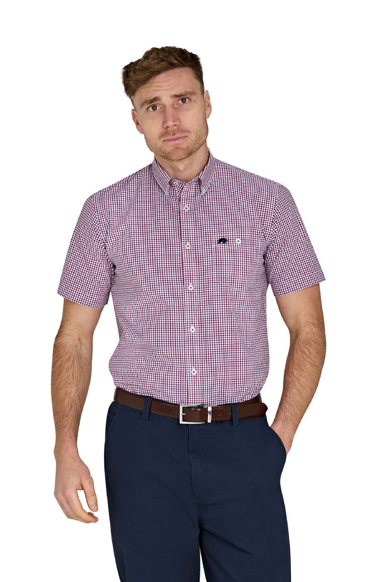 Short Sleeve Graph Check Poplin Shirt, Alternate, color, Red