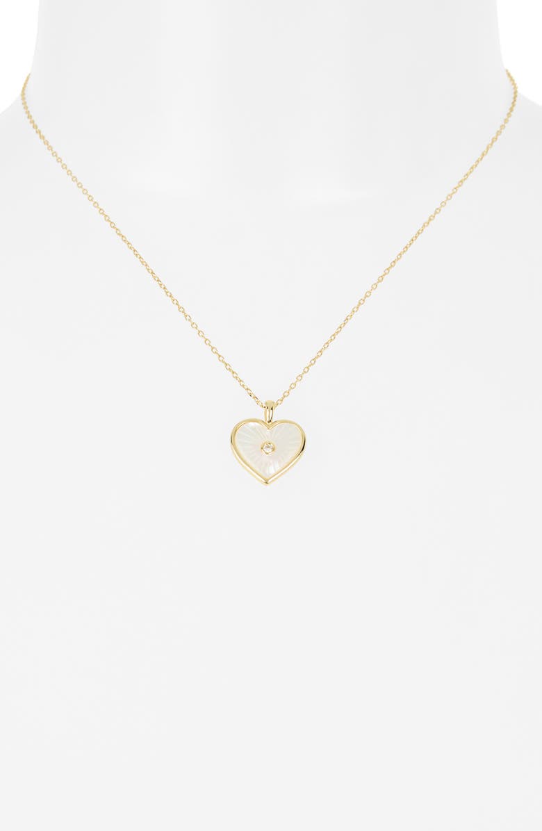 ARGENTO VIVO Mother-of-Pearl Cubic Zirconia Heart Pendant Necklace, Alternate, color, Gold