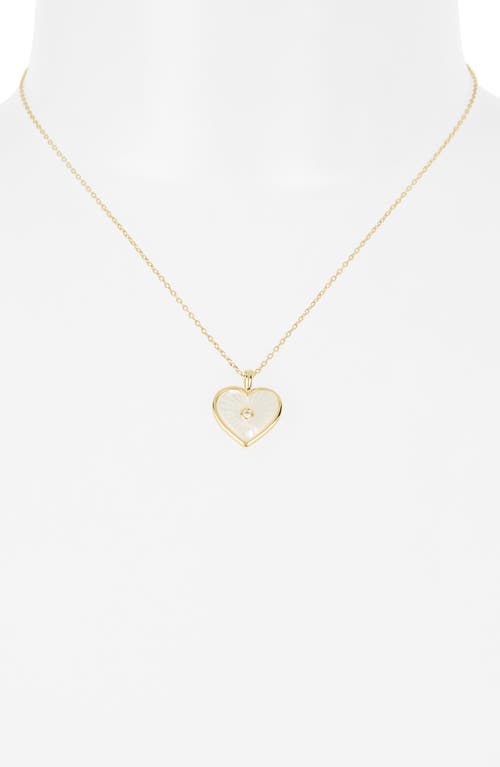 Argento Vivo Mother-of-pearl Cubic Zirconia Heart Pendant Necklace