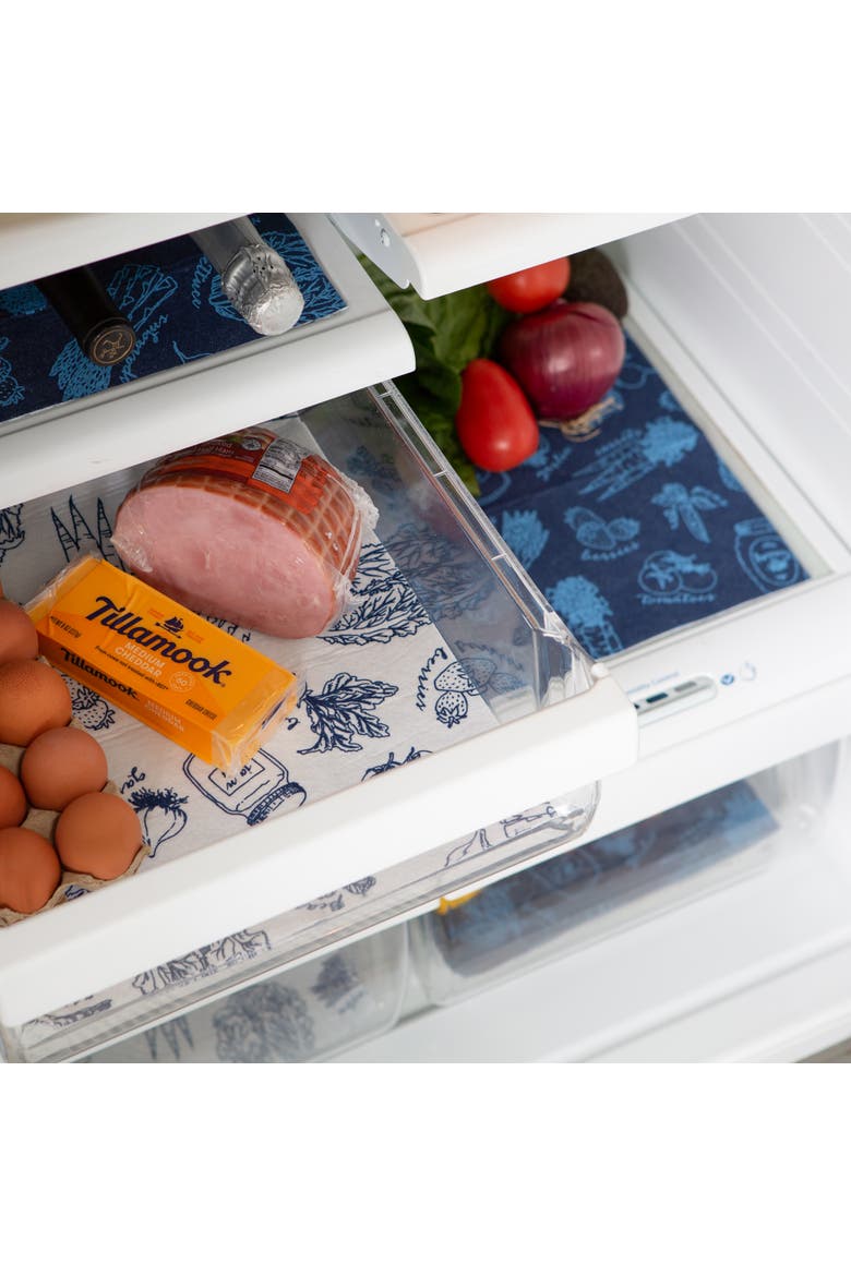 Reusable Market Print Fridge Liner Set/6, Alternate, color, Nautical Blue