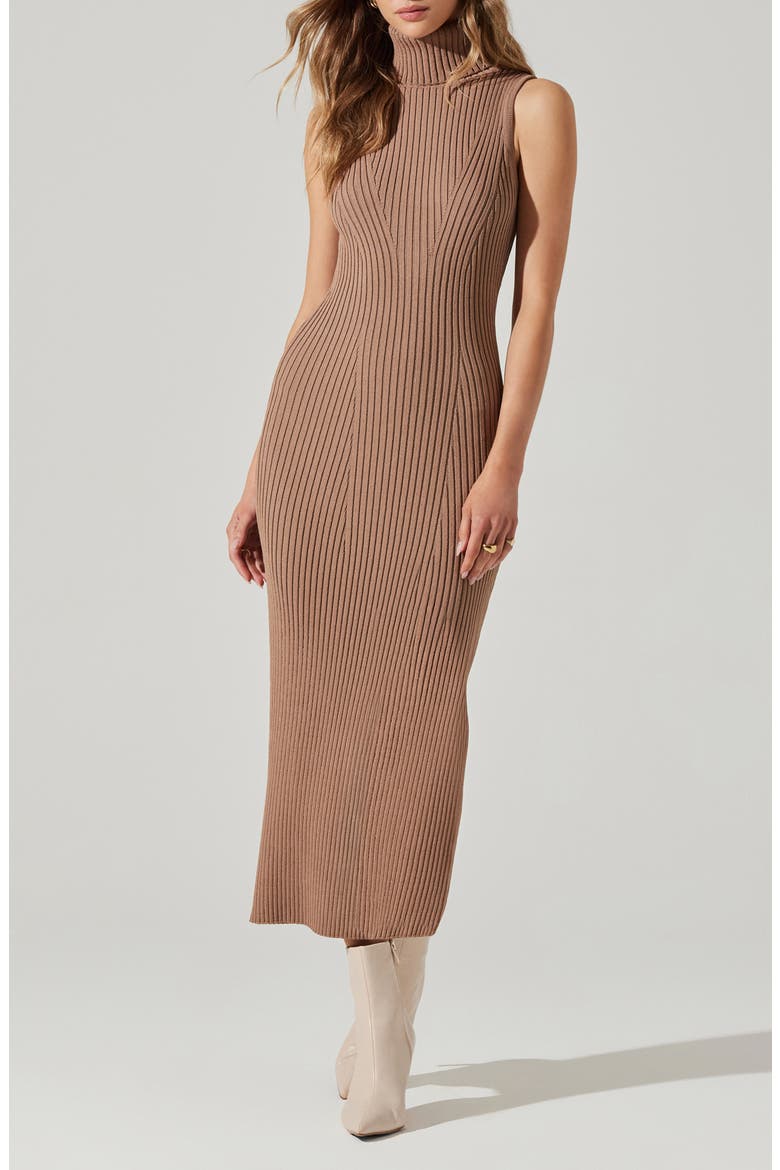 Channary Rib Midi Sweater Dress, Main, color, CHESTNUT
