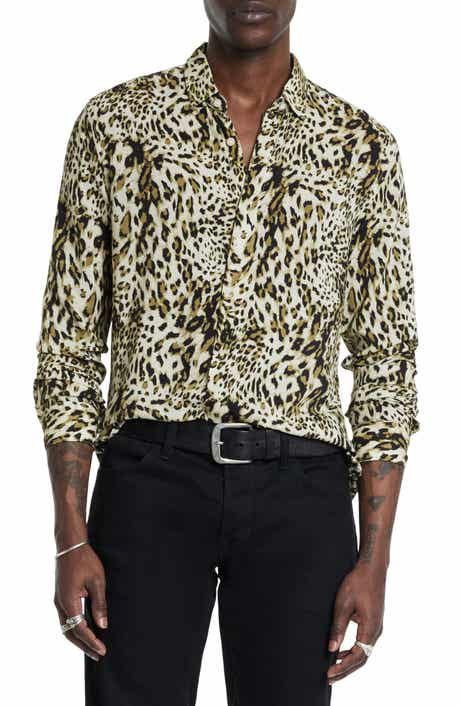 John Varvatos Rodney Leopard Print Button-Up Shirt