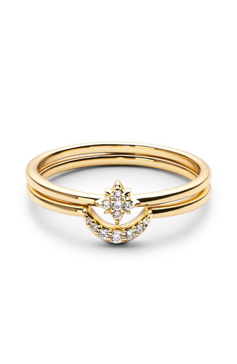 Ana Luisa Moon and Star Rings - Sky Set, Main, color, Gold