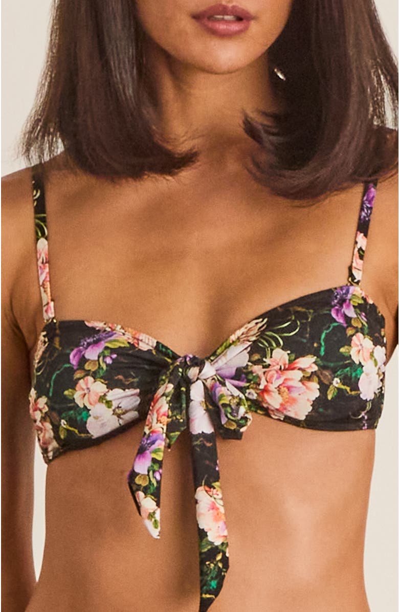 Aqua Blu Dipped Front Briella Bandeau, Alternate, color, Black