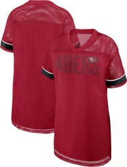 FANATICS Women's Fanatics Scarlet San Francisco 49ers Oversized Team First Deep Route Mesh V-Neck Dress