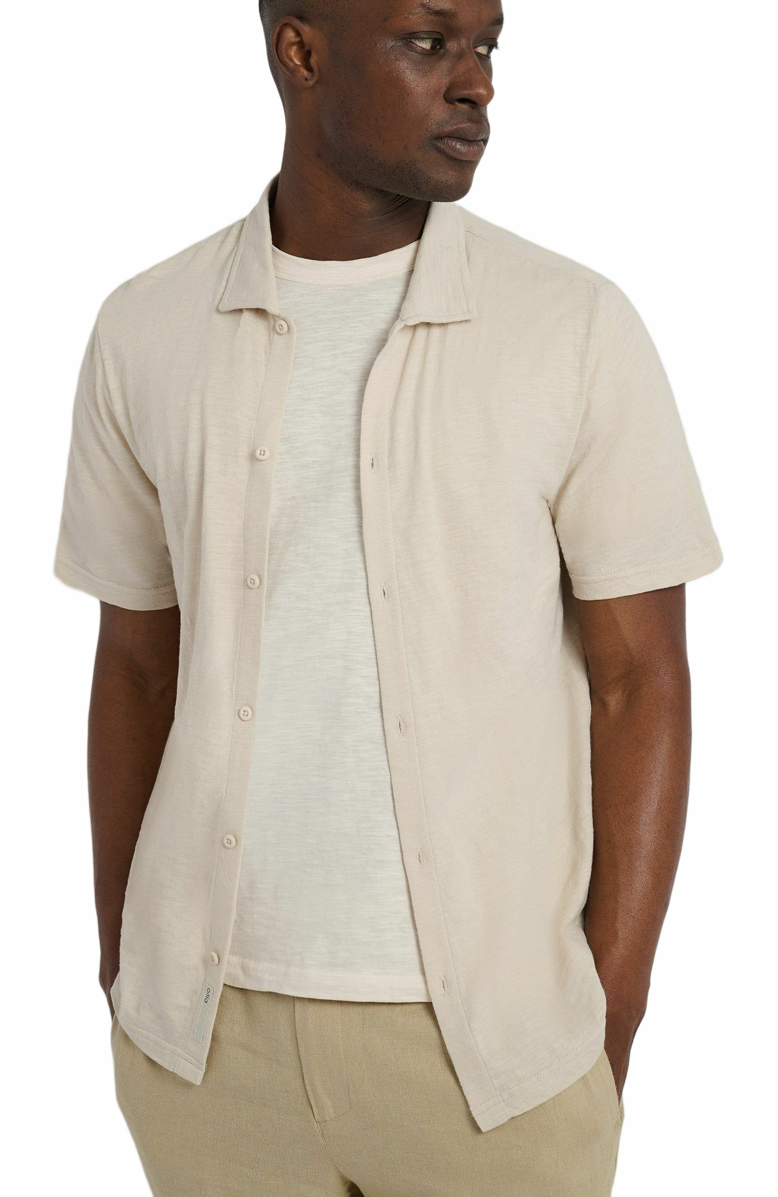 Slub Short Sleeve Button-up Shirt - image 2