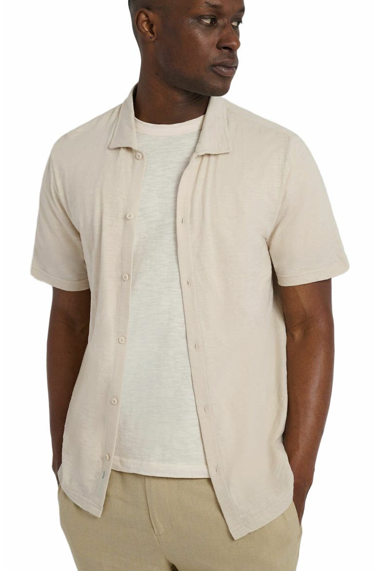 Slub Short Sleeve Button-up Shirt, Alternate, color, STONE