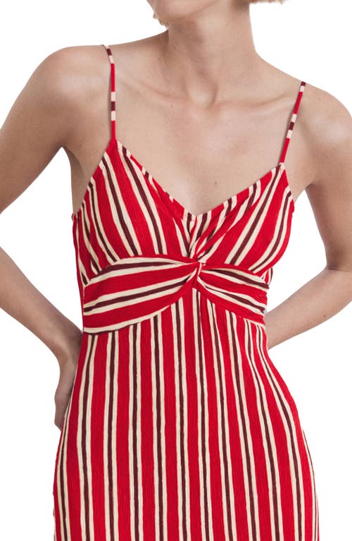 Mango Striped Gathered Dress Red In Multi
