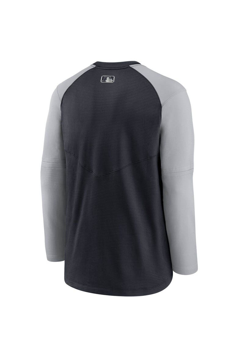 Men's Nike Navy/Gray Detroit Tigers Authentic Collection Pregame Performance Raglan Pullover Sweatshirt, Alternate, color, Navy