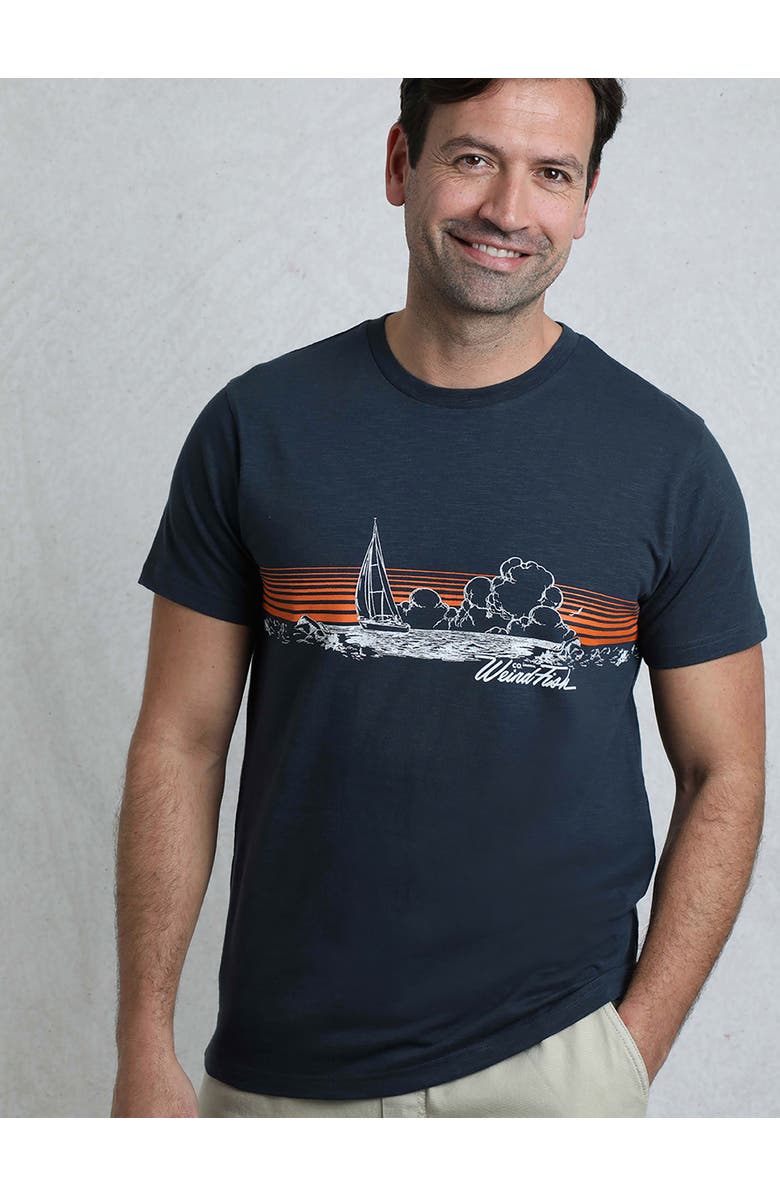 Weird Fish Nautical Sky Front Print T-Shirt, Main, color, Navy