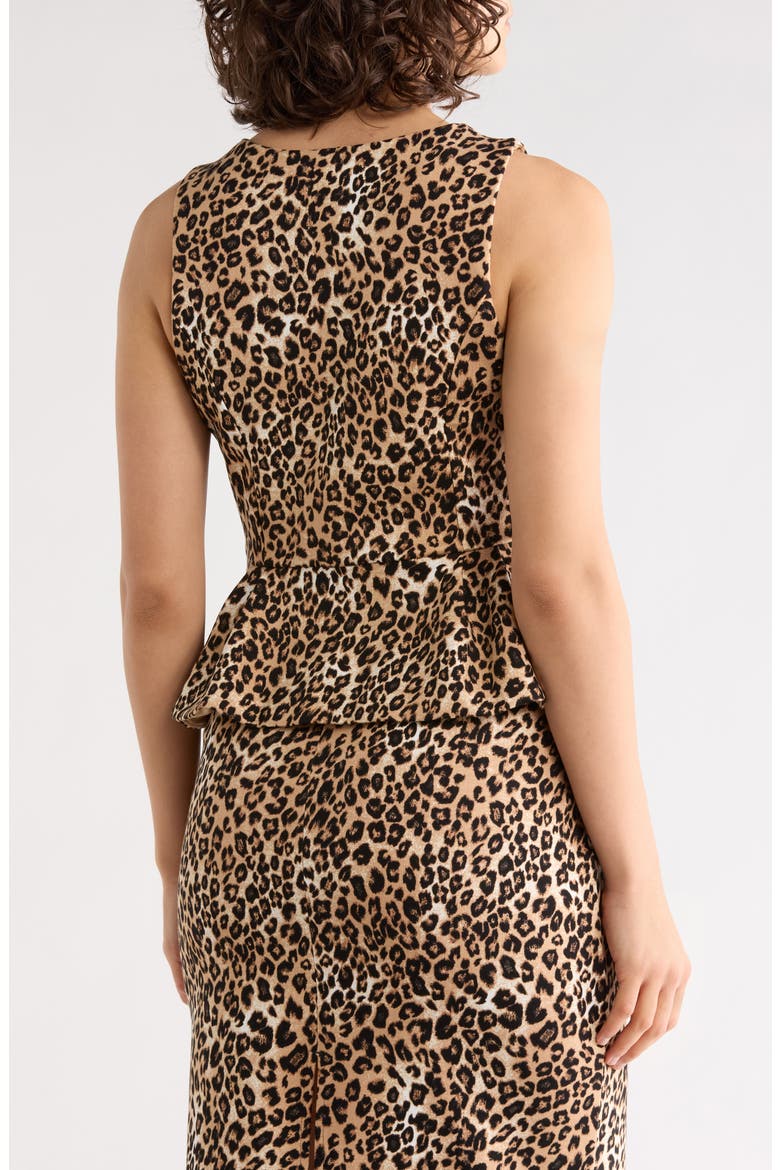Sleeveless Peplum Top, Alternate, color, LEOPARD PRINT