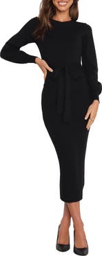 Petal & Pup Helena Belted Long Sleeve Sweater Dress