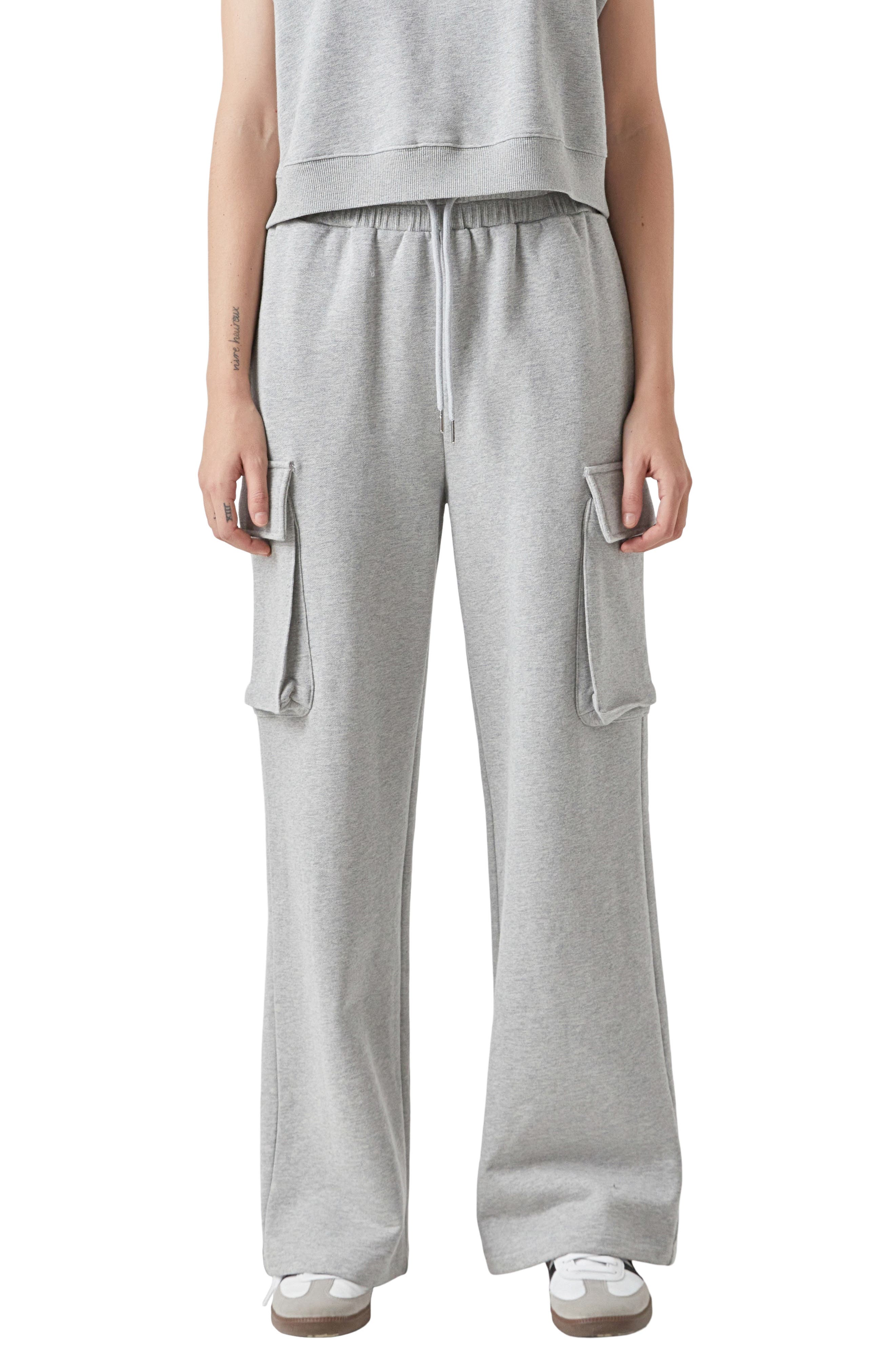 High Waist Wide Leg Cargo Sweatpants