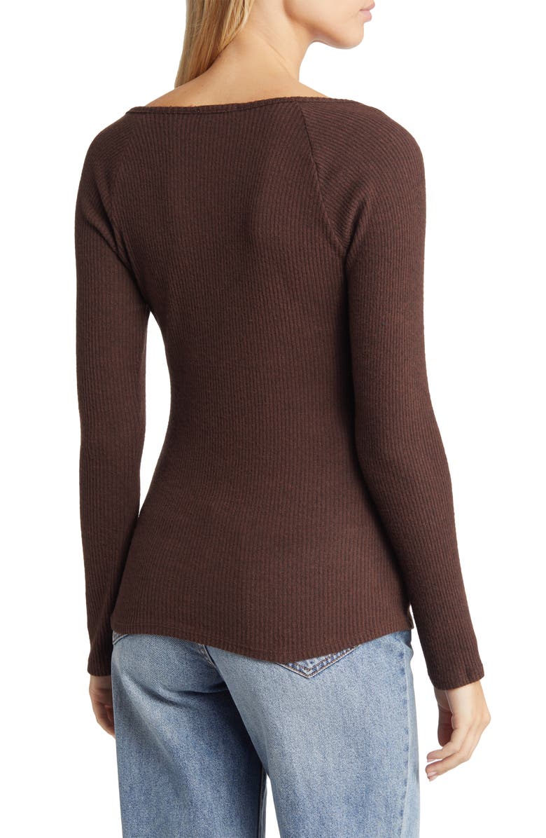 Loveappella V-Neck Long Sleeve Henley Top, Alternate, color, 