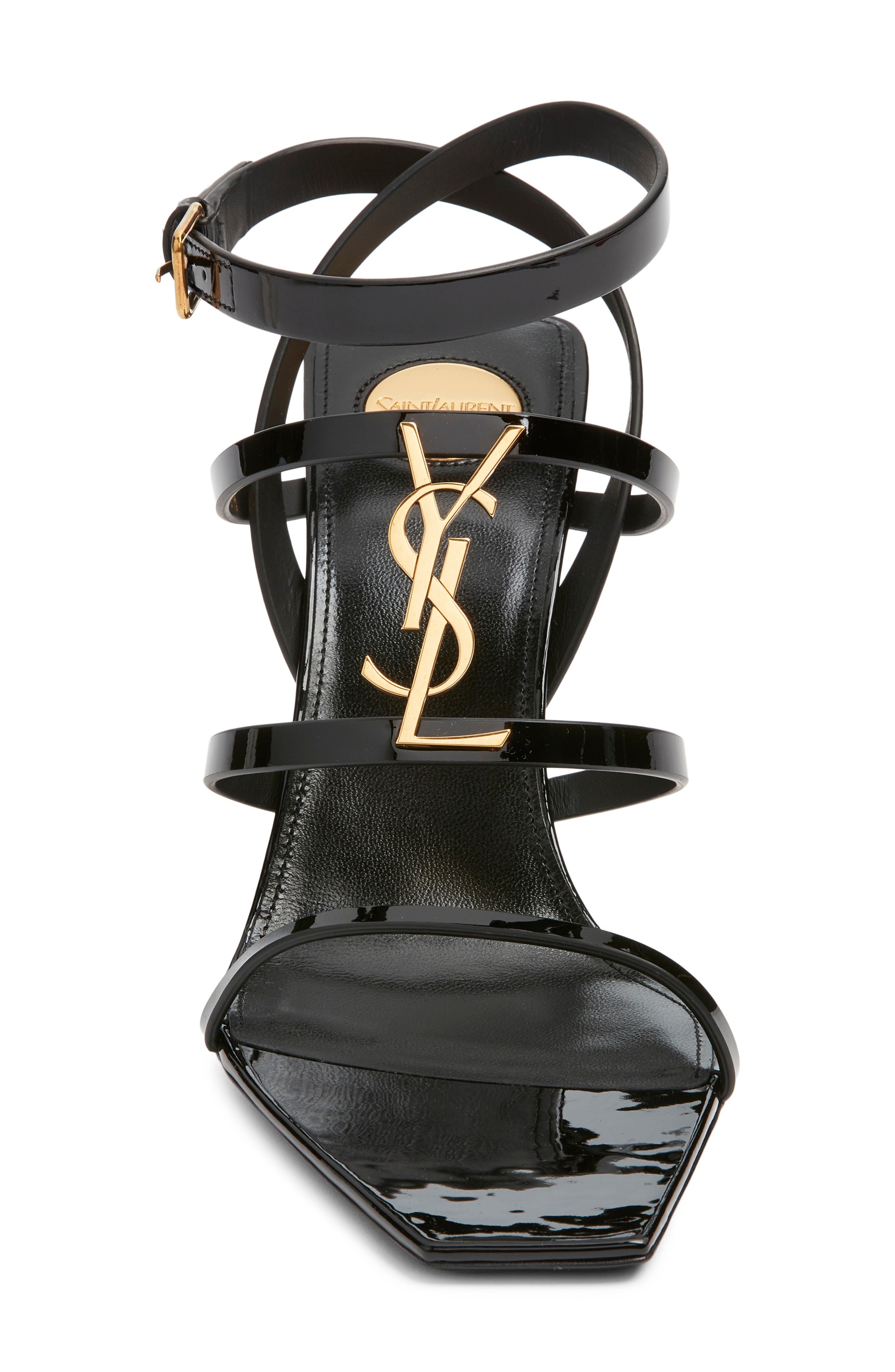 Saint Laurent Cassandra Sandal, Alternate, color, Noir