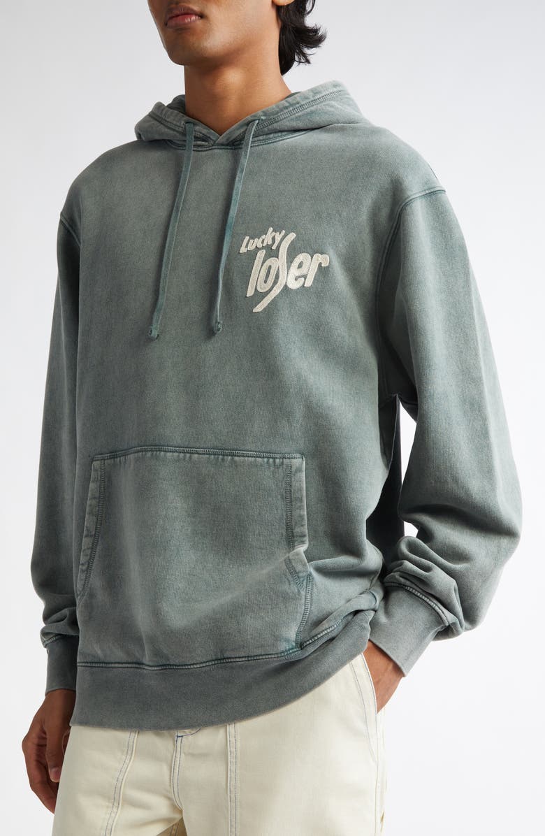 PALMES Lucky Embroidered Cotton French Terry Hoodie, Alternate, color, 