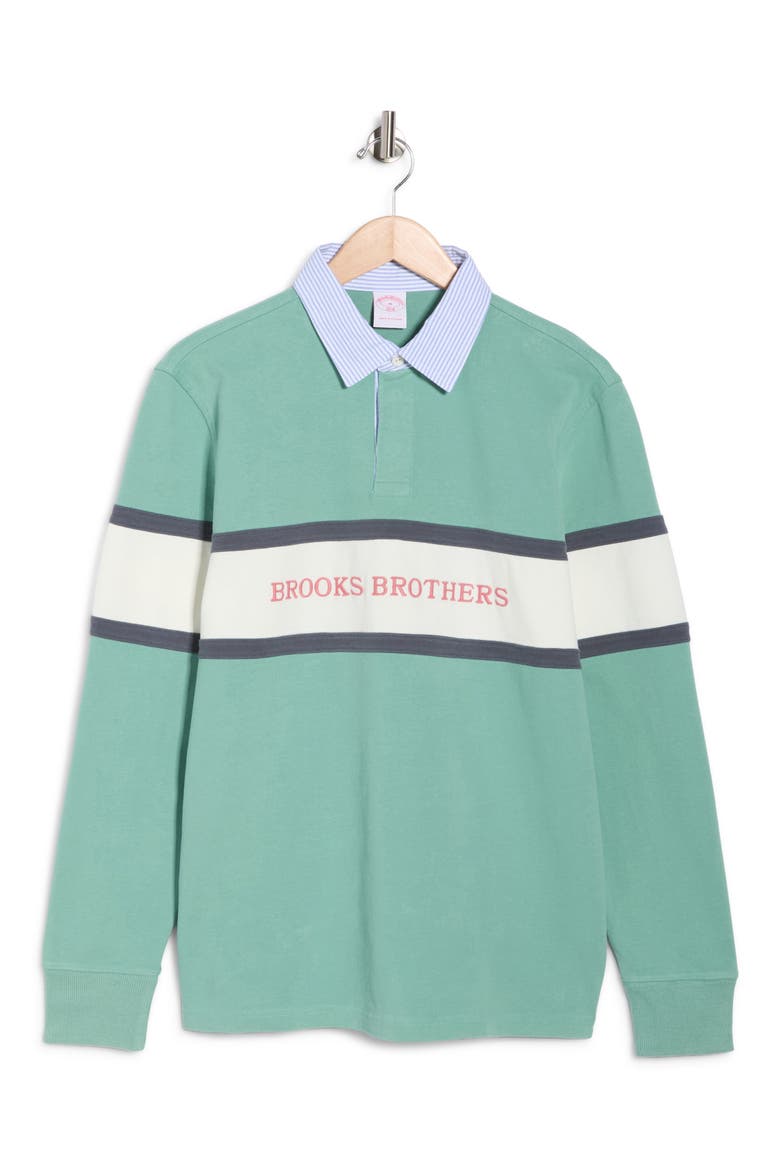Branded Rugby Long Sleeve Polo, Alternate, color, MALACHITE GREEN