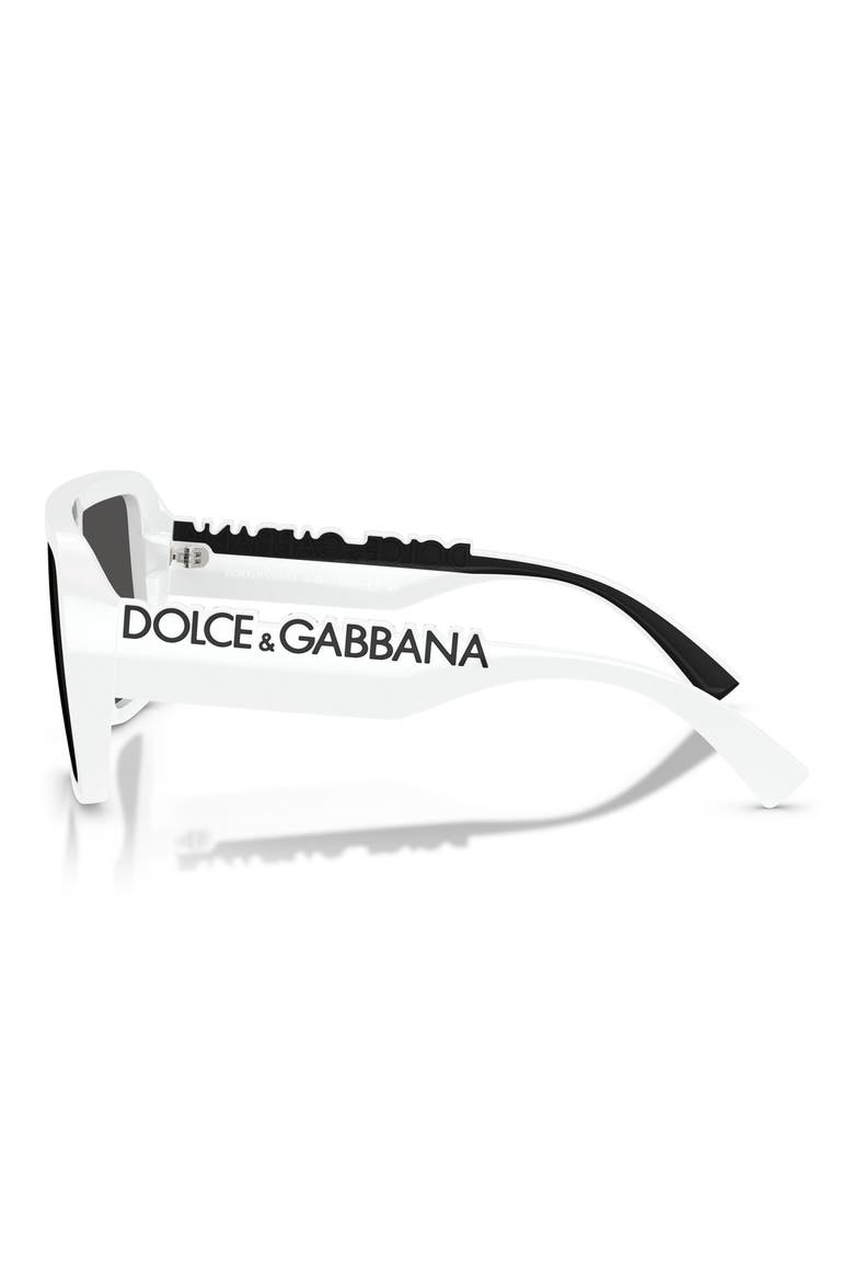 134mm Rectangular Shield Sunglasses, Alternate, color, WHITE / DARK GREY