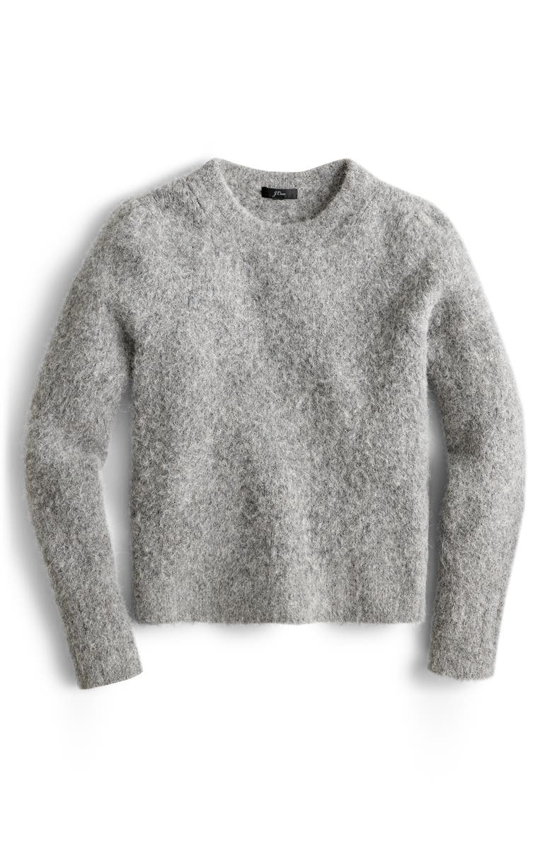 J.Crew Puff Sleeve Fuzzy Crewneck Sweater, Alternate, color,