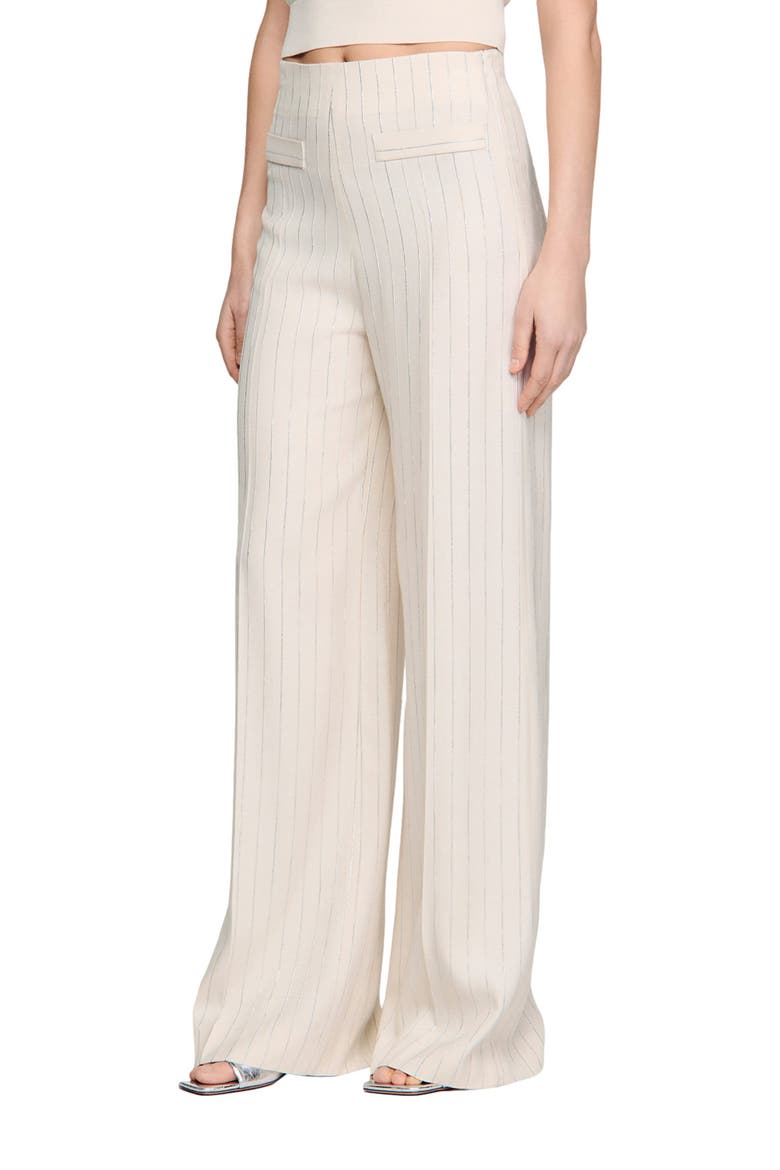 Striped trousers, Main, color, Ecru / silver