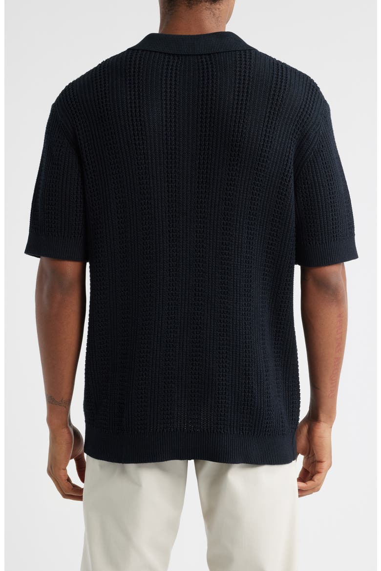 Short Sleeve Polo Sweater, Alternate, color, BLACK CAVIAR