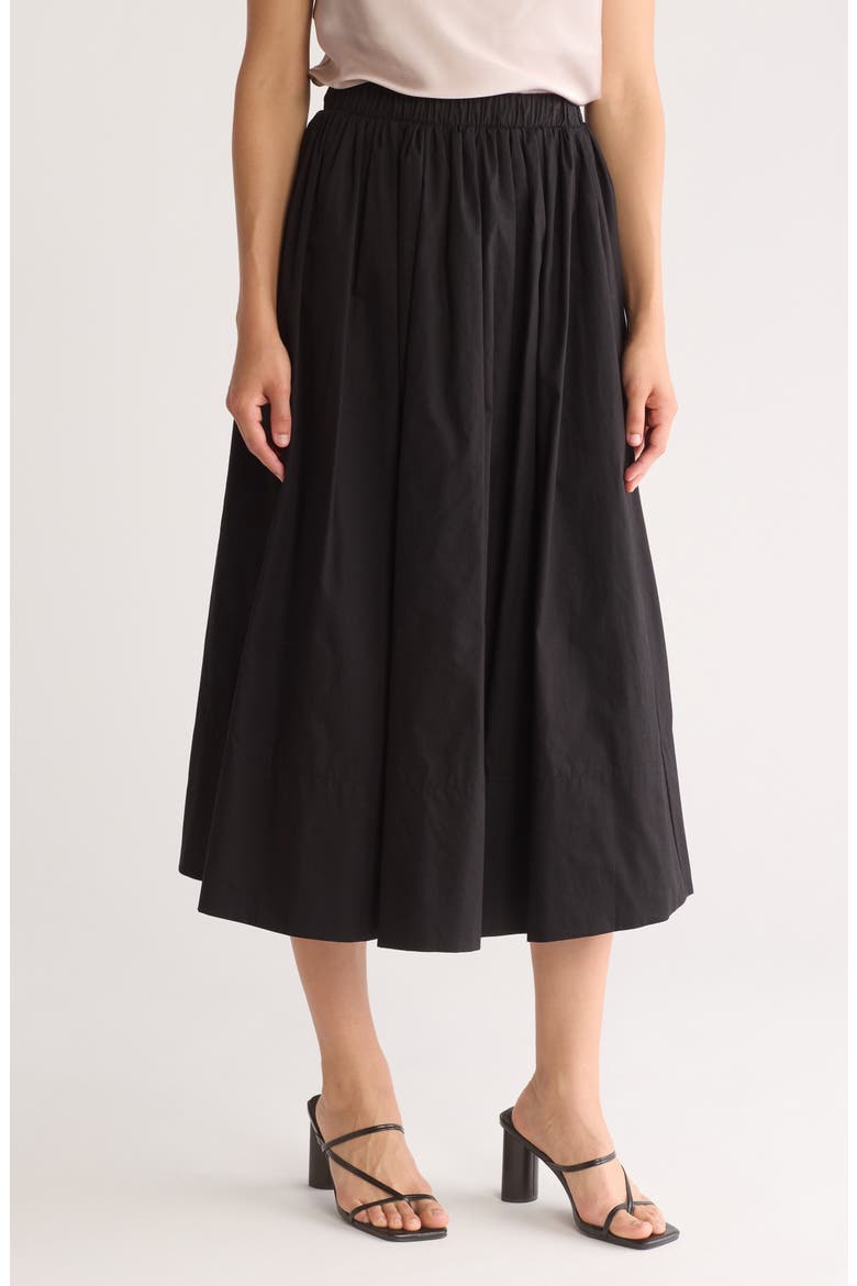 Poplin Midi Skirt, Main, color, BLACK