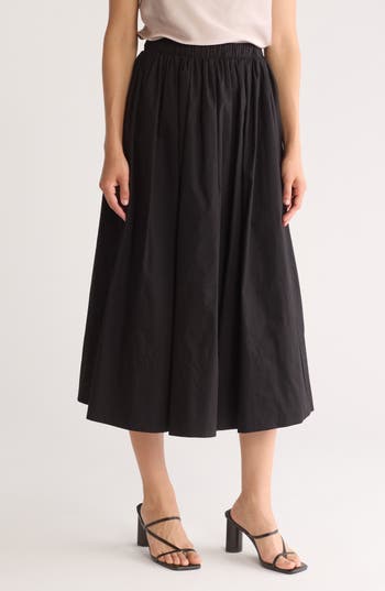 Renee C Poplin Midi Skirt in Black at Nordstrom Rack, Size Large