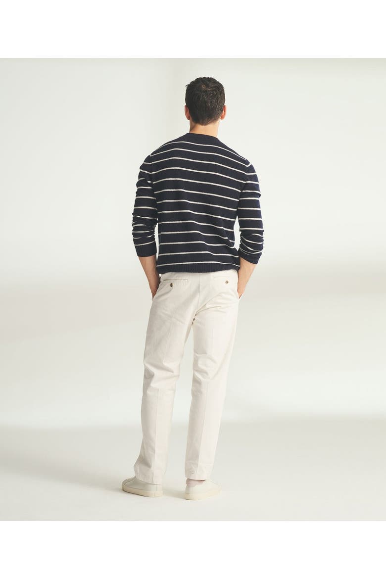 Lightweight Cashmere Striped Crewneck, Alternate, color, Navy Combo