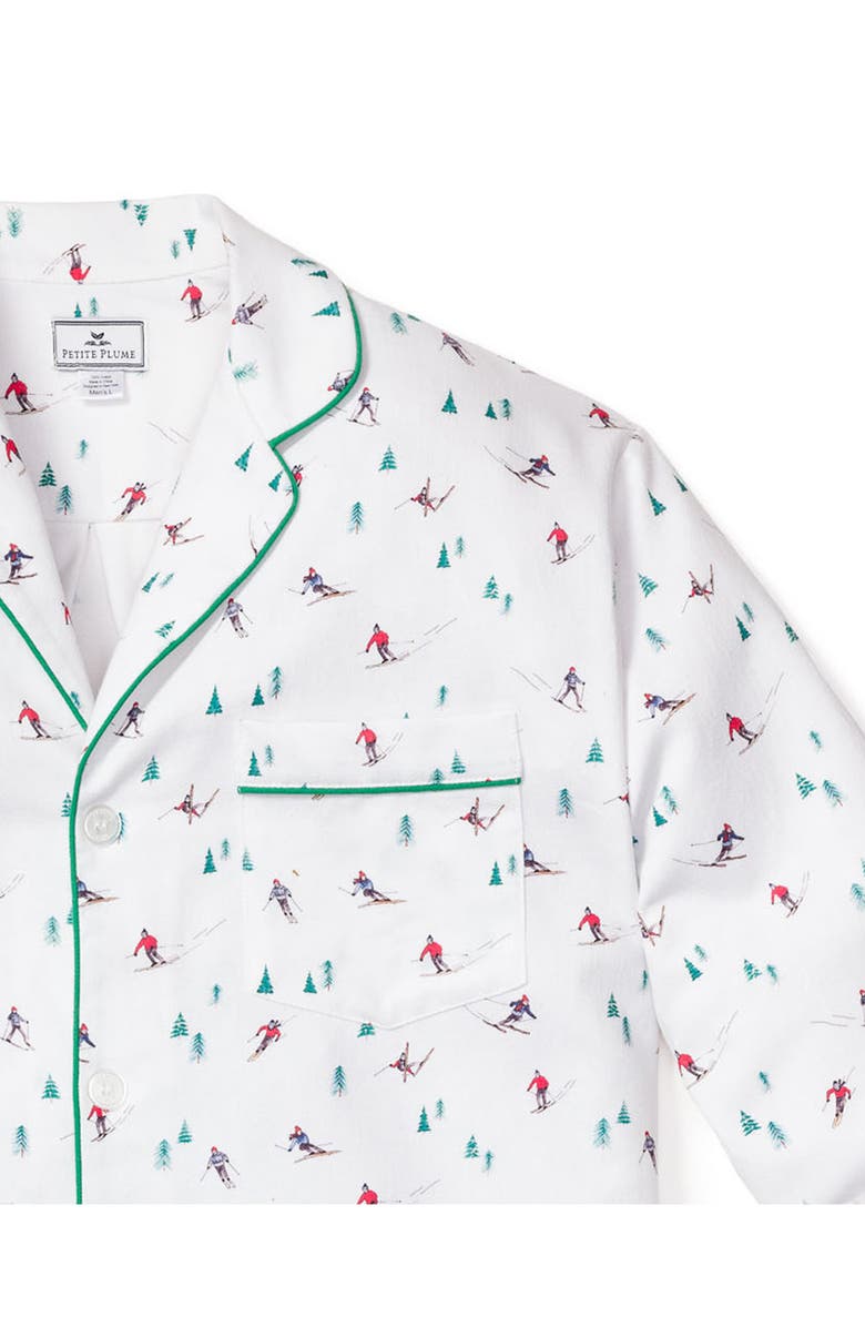 Petite Plume Après Ski Cotton Flannel Pajamas, Alternate, color, White