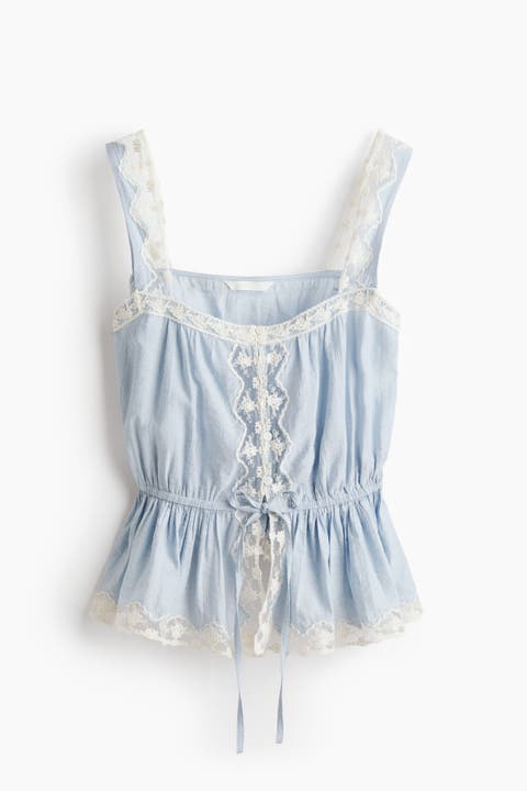 Lace-trimmed Peplum Top