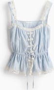 H&M Lace-trimmed Peplum Top