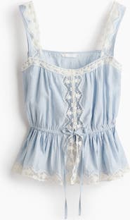H&M Lace-trimmed Peplum Top