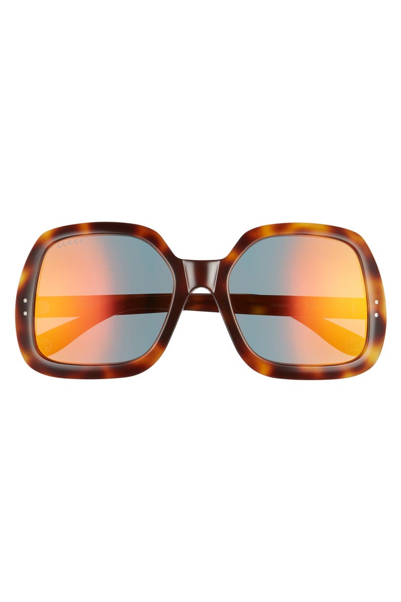 58mm Irregular Square Sunglasses, Alternate, color, HAVANA/ ORANGE MIRROR