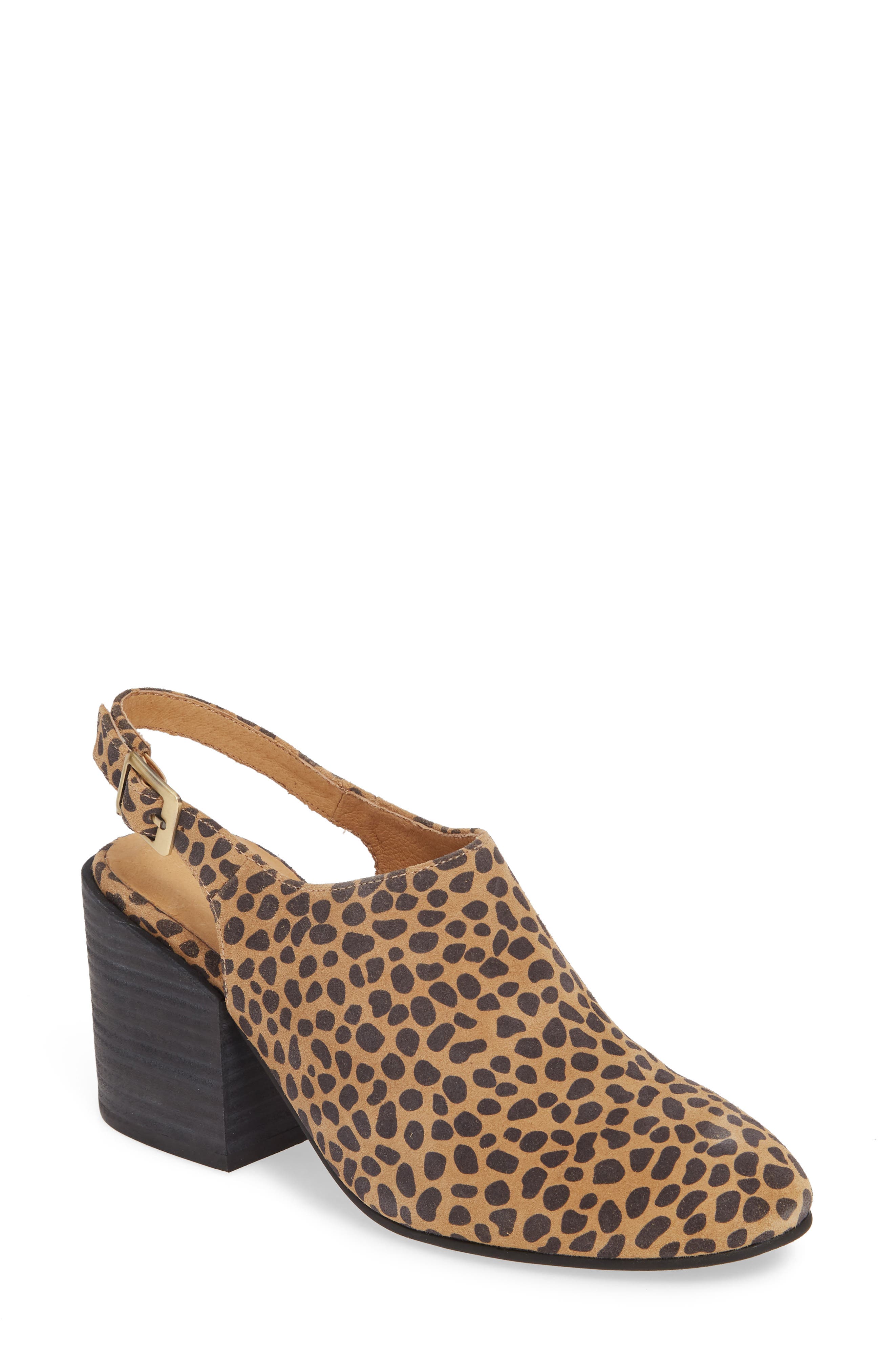Chocolat Blu Jenna Leopard Print Slingback Mule, Main, color, 
