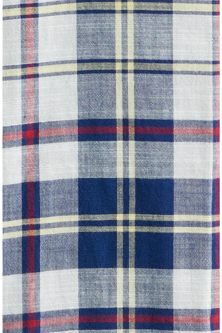 Madras Plaid Short Sleeve Button-Down Shirt, Alternate, color, IVORYMULTI