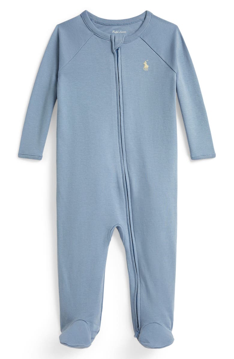 Ralph Lauren Cotton Interlock Footie, Main, color, Vessel Blue