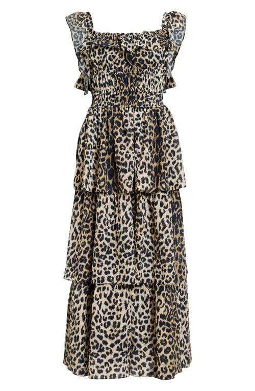 Allsaints Solonda Leopard Print Ruffle Dress In Leopard Yellow