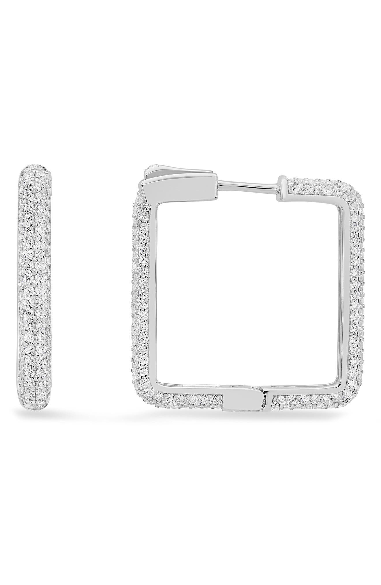 Queen Jewels Cubic Zirconia Pavé Square Hoop Earrings