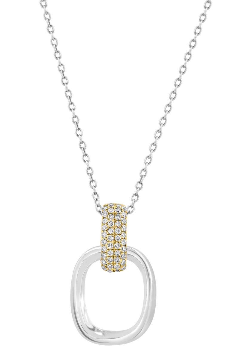 EFFY Two-Tone Pavé Diamond Oval Pendant Necklace - 0.16ct., Main, color, Silver Multi