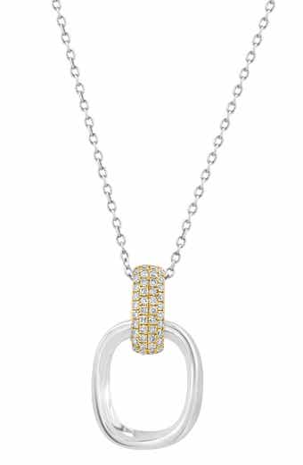 EFFY Two-Tone Pavé Diamond Oval Pendant Necklace - 0.16ct.