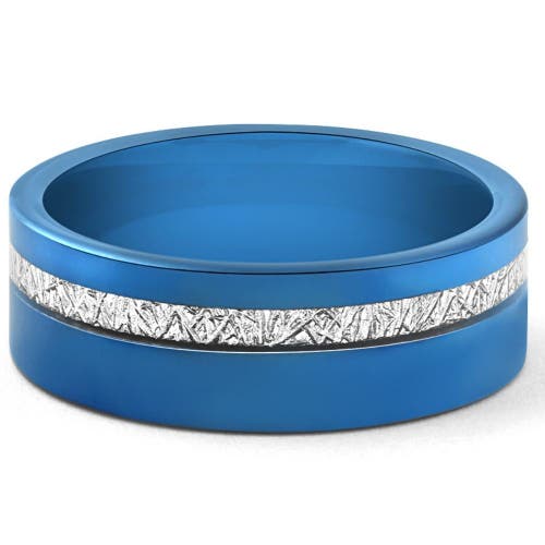 Bliss Diamond Blue Tungsten Ring Meteor Inlay 8mm Wedding Band