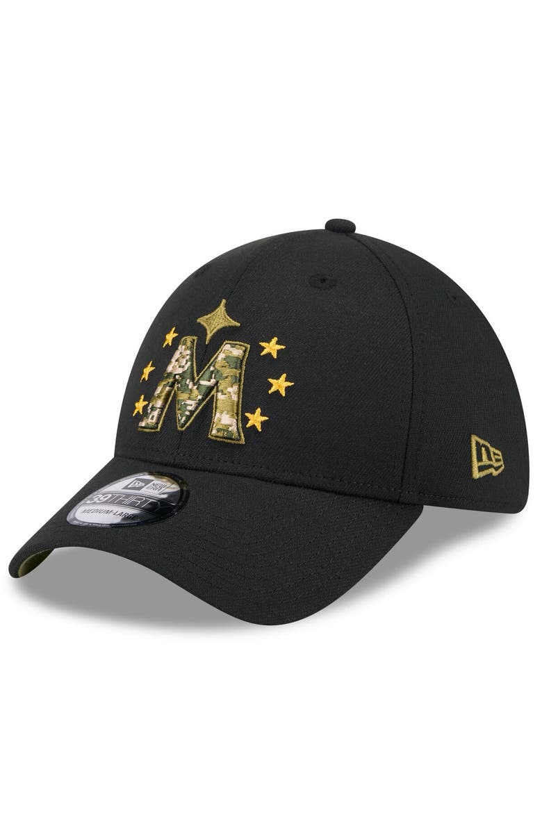 New Era Men's New Era Black Minnesota Twins 2024 Armed Forces Day 39THIRTY Flex Hat, Alternate, color, Black