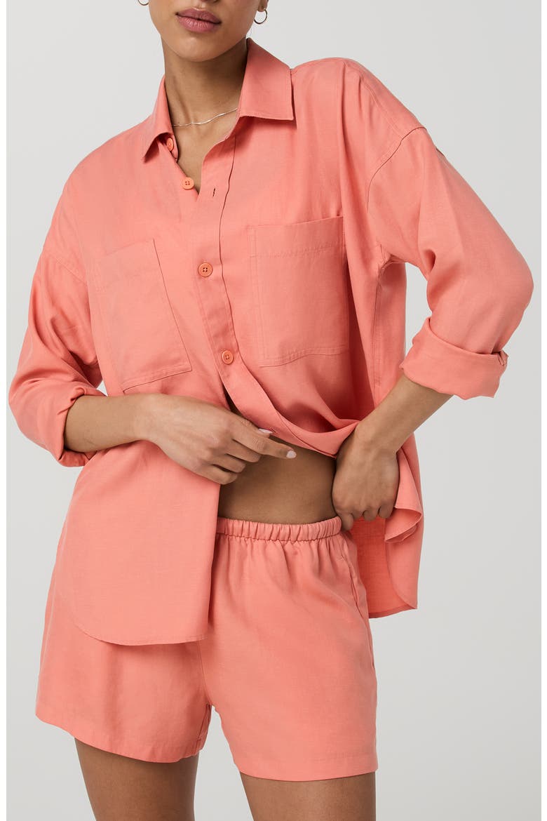Trestles Twill Button-Up Shirt, Main, color, SUN STONE