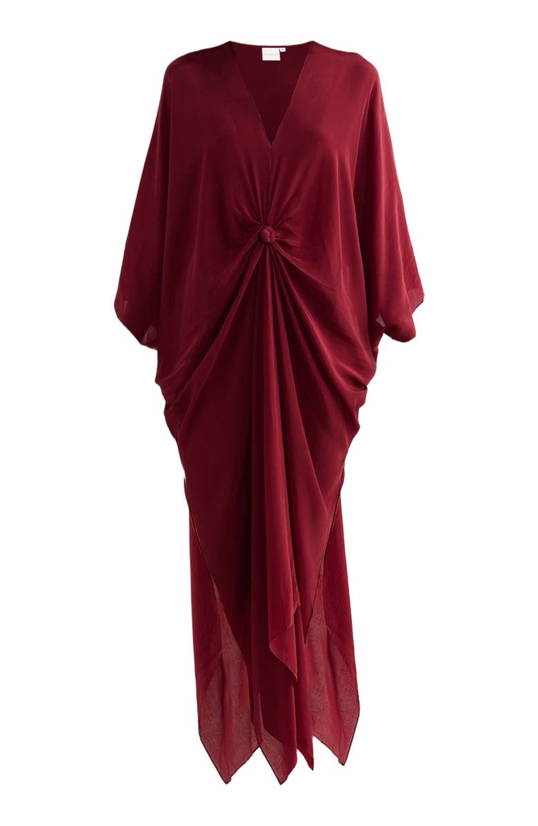 Reistor Front twist Kaftan Dress in Burgundy, Alternate, color, Burgundy