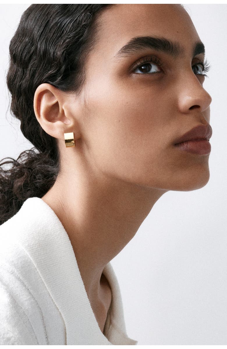 Otiumberg 14kt Gold Vermeil Chunky Square Huggies, Alternate, color, Yellow Toned Gold