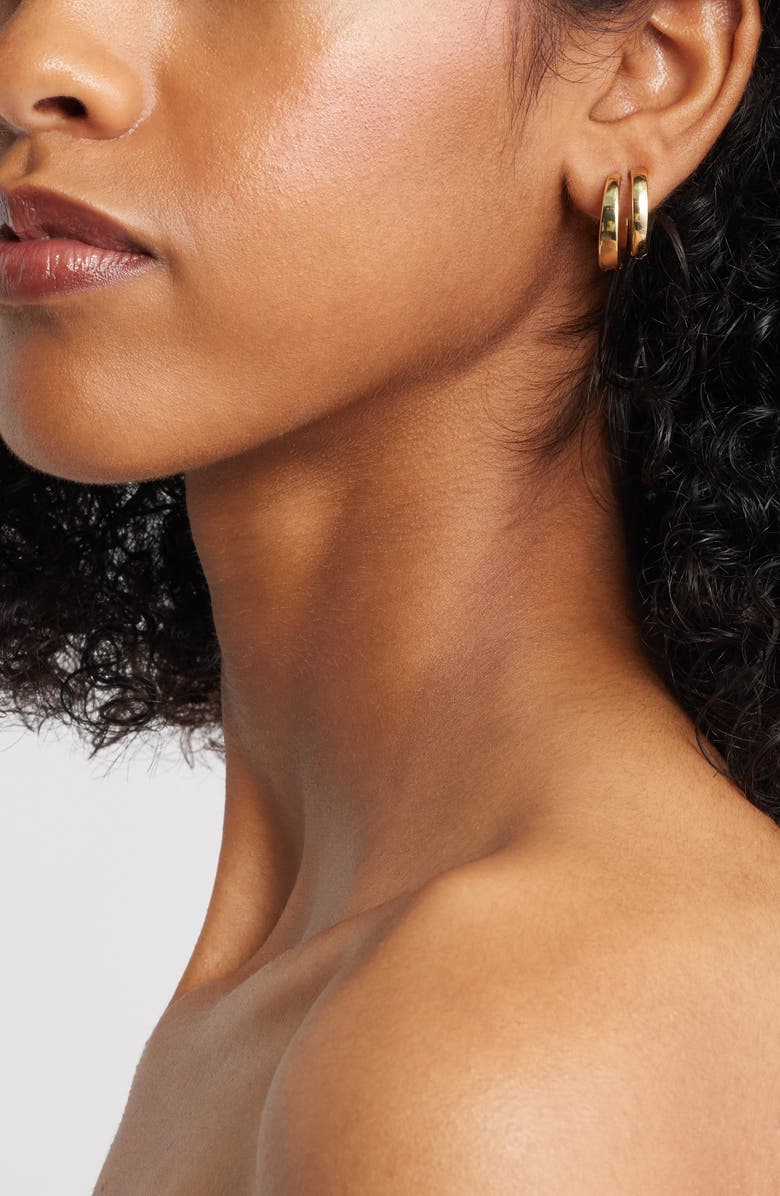 BP. 14K Gold Dipped Set of 3 Hoop Earrings, Alternate, color, 14K Gold Dipped