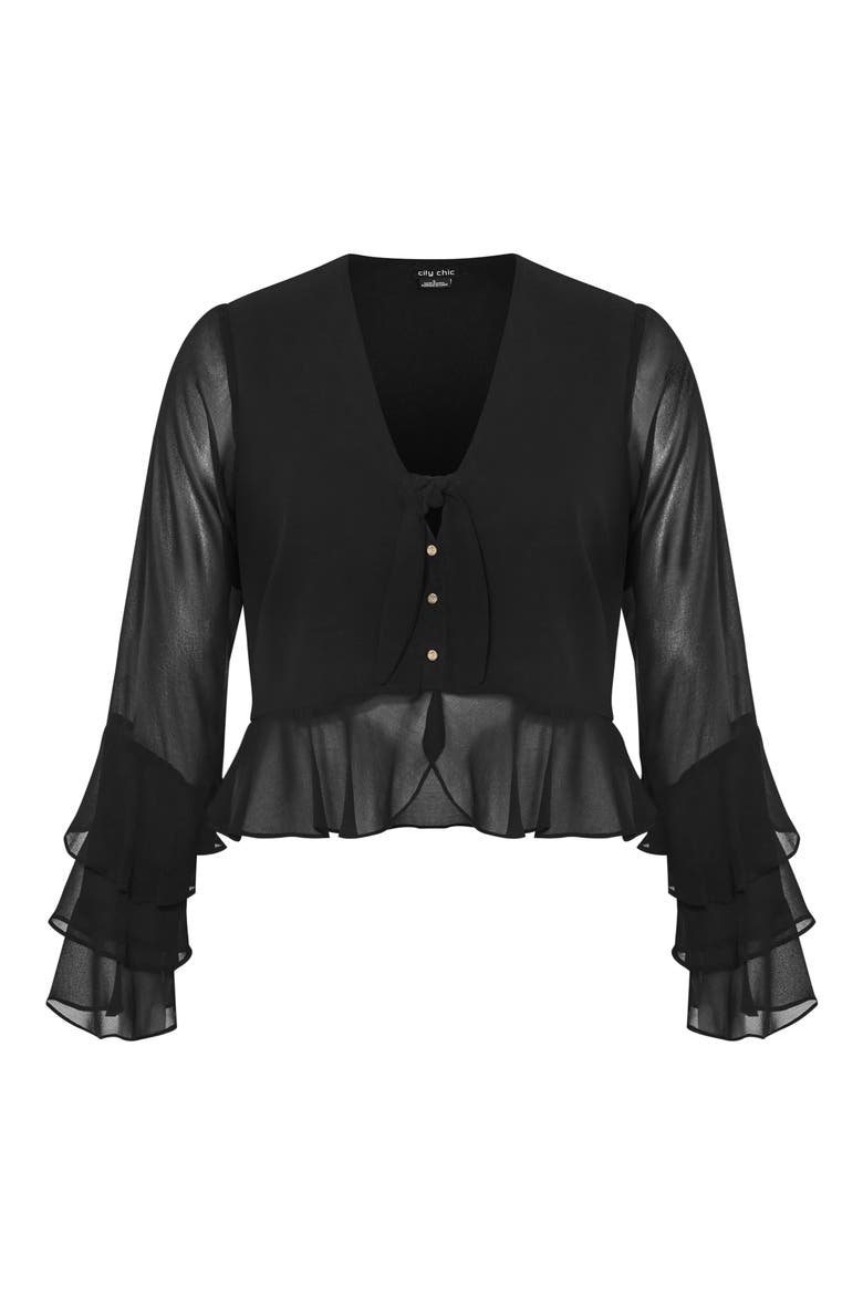 Trixie Ruffle Peplum Top, Alternate, color, BLACK