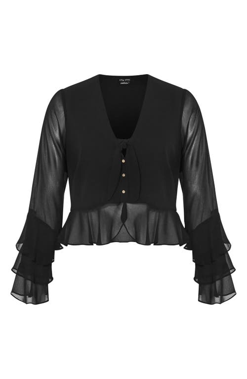 City Chic Trixie Ruffle Peplum Top In Black