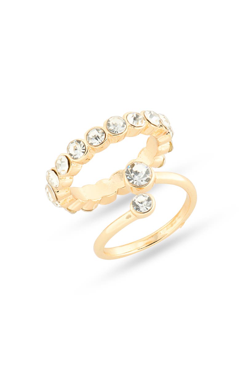 NORDSTROM RACK Set of 2 Bypass & Eternity Rings, Main, color, Clear- Gold